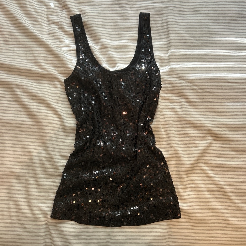 Black Sequin Tank Top